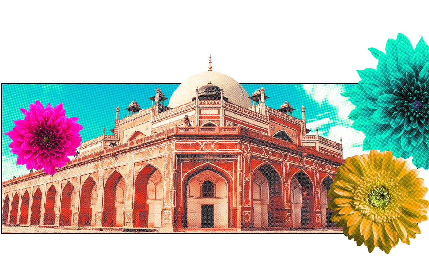 Humayun's Tomb with flowers