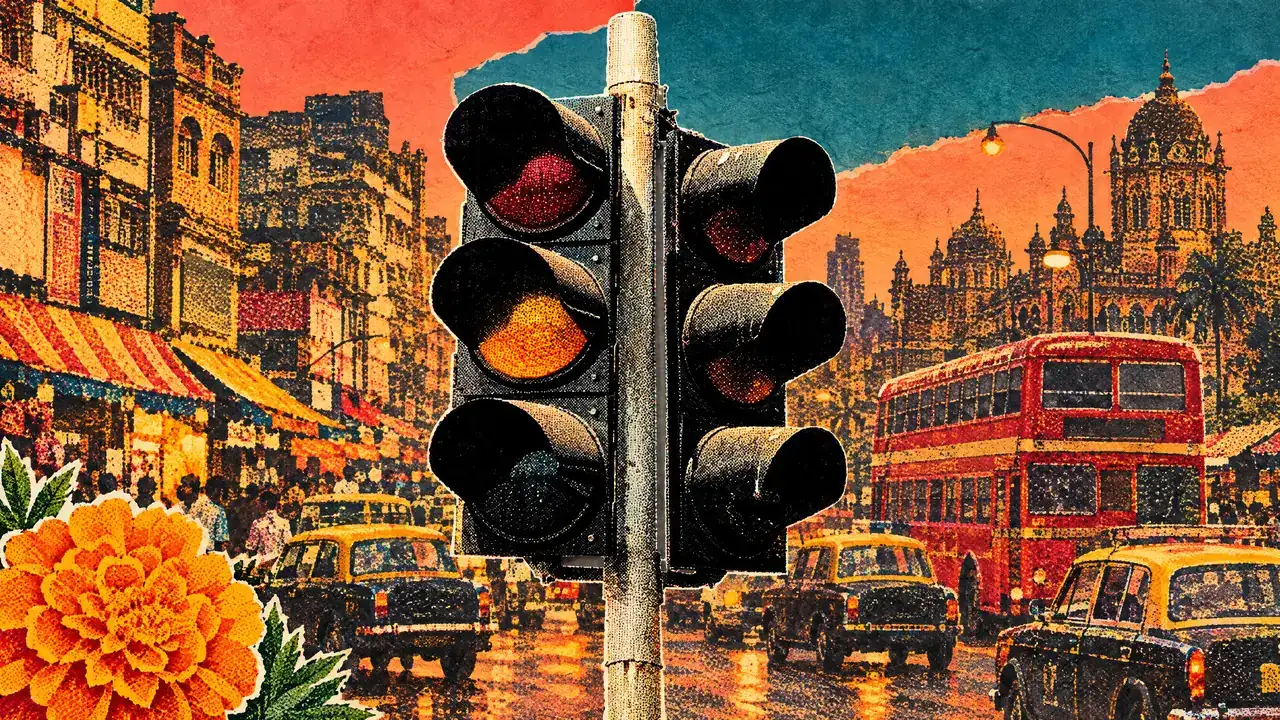 Mumbai traffic signal — the light is green